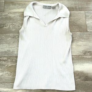 women’s carolyn taylor ribbed collared sweater tank top size M